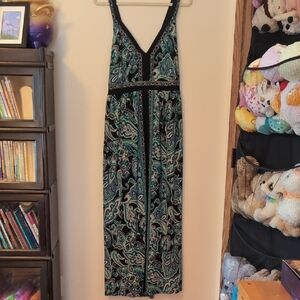 INC International Concepts Black and Teal Paisley Maxi Dress